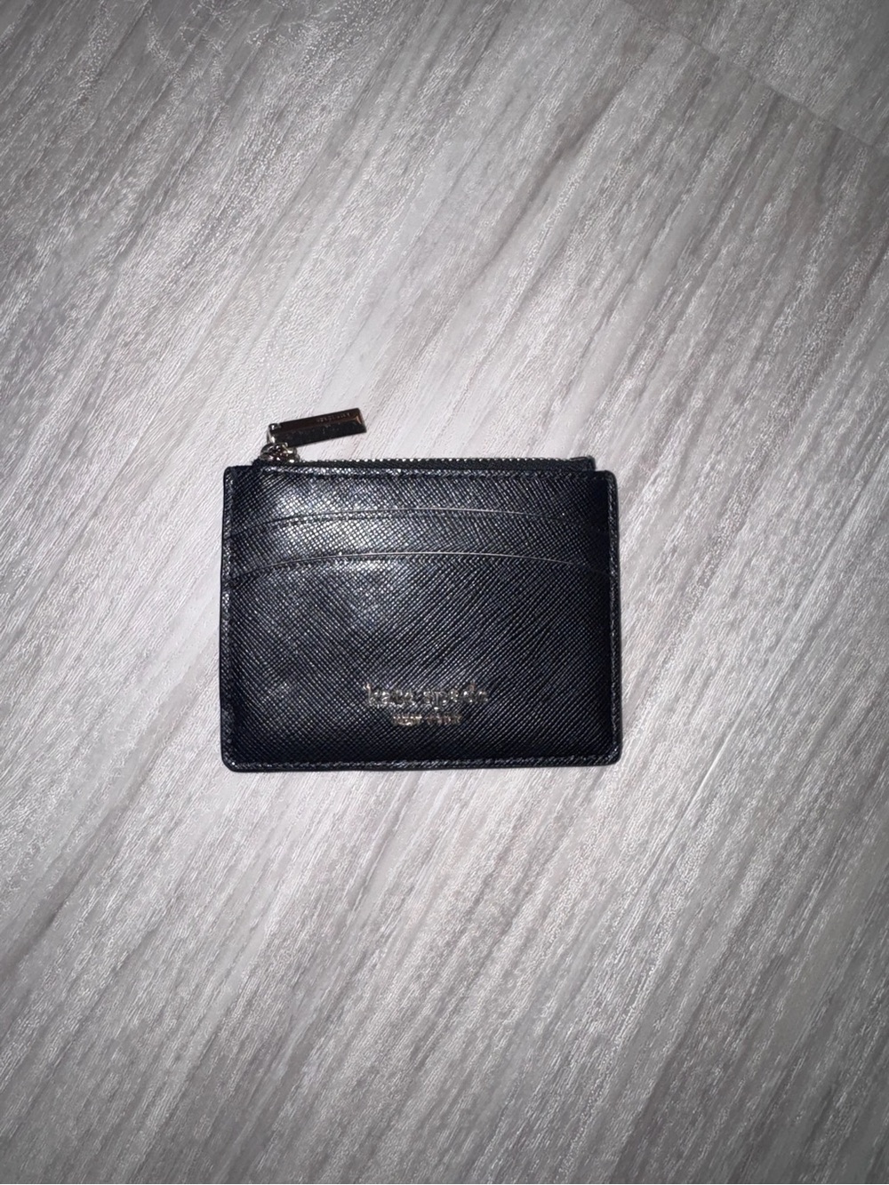 kate spade Black Saffiano Leather Card Holder with Zip